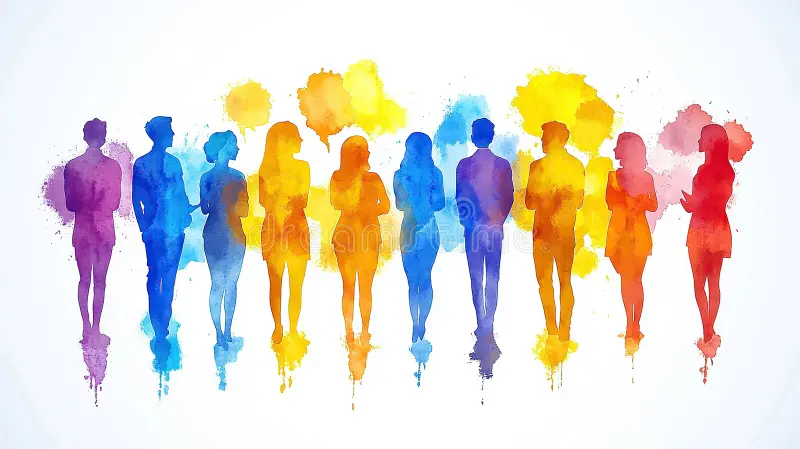 Diverse group of people connecting